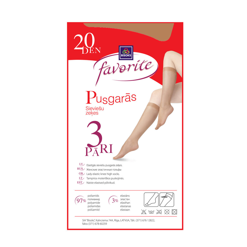 Moteriškos kojinės iki kelių Favorite 20 den 3P 25251 d.beige kaina ir informacija | Moteriškos kojinės | pigu.lt