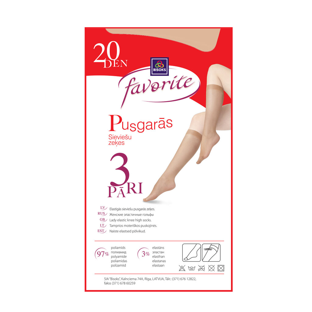 Moteriškos kojinės iki kelių Favorite 20 den 3P 25251 l.beige kaina ir informacija | Moteriškos kojinės | pigu.lt