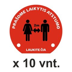 Laukite čia. Saugaus atstumo lipdukai ant grindų. 10 vnt. kaina ir informacija | Informaciniai ženklai | pigu.lt