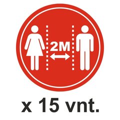 2 m saugus atstumas. Grindų lipdukai 15 vnt. kaina ir informacija | Informaciniai ženklai | pigu.lt