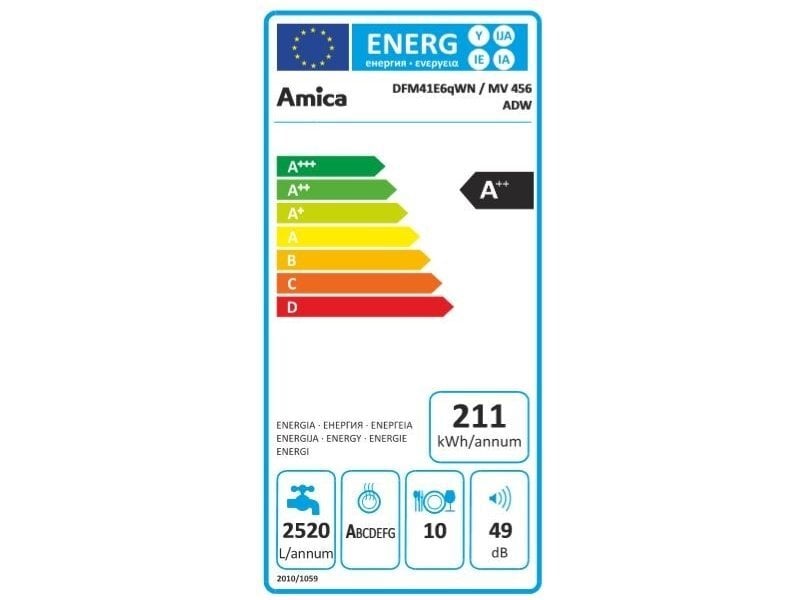 Amica DFM41E6qWN цена и информация | Indaplovės | pigu.lt