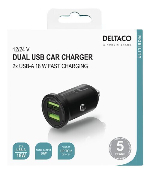 Deltaco USB-CAR128 kaina ir informacija | Krovikliai telefonams | pigu.lt