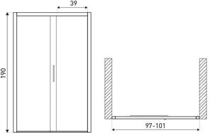 Дверцы для душевой кабины Kerra Silves DR 100 цена и информация | Душевые двери и стены | pigu.lt