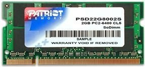 Patriot DDR2 SODIMM 2GB 800MHz CL6 (PSD22G8002S) цена и информация | Operatyvioji atmintis (RAM) | pigu.lt