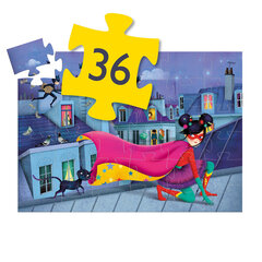 Siluetų dėlionė - Superžvaigždė herojė Djeco, DJ07226, 36 d. kaina ir informacija | Dėlionės (puzzle) | pigu.lt