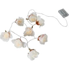 Lengva grandinė su didelėmis rožėmis 8 LED, 1,75m, šviesos atstumas 25cm, laikmatis, maitinamas baterijomis, IP20 kaina ir informacija | Girliandos | pigu.lt