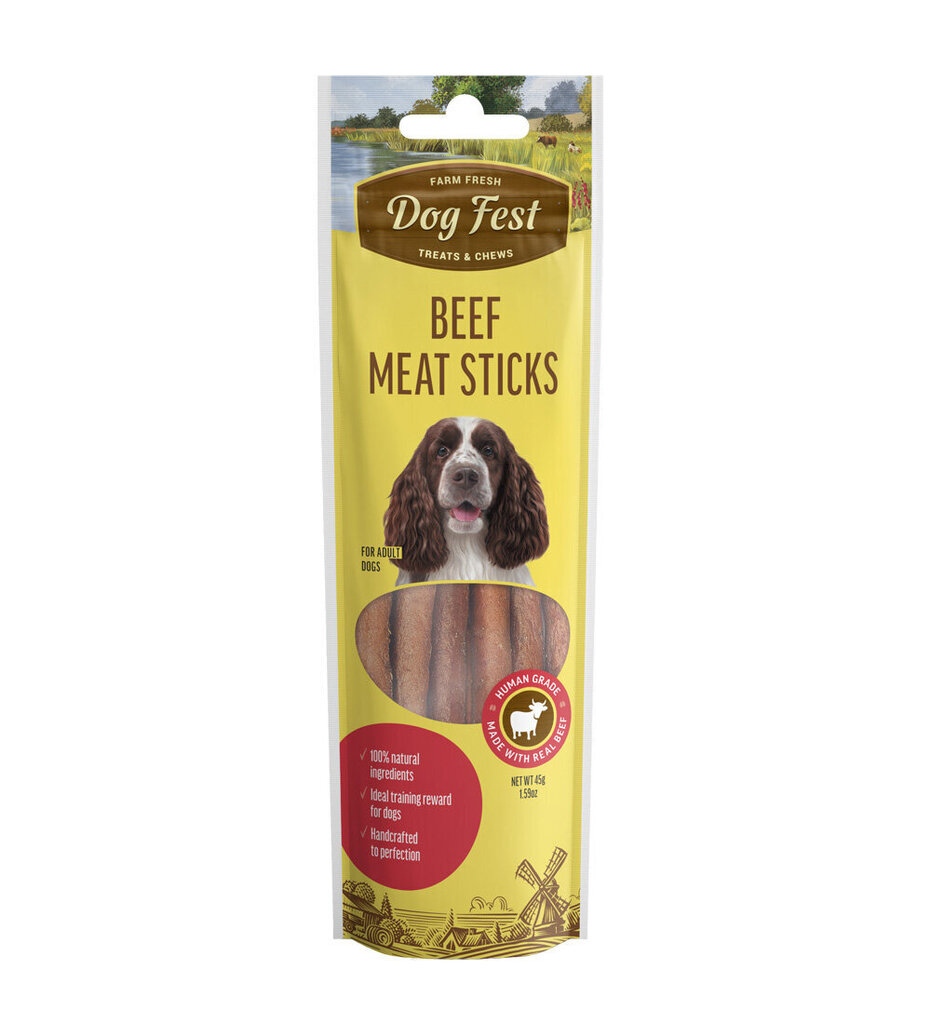 DogFest Mėsos dešrelės iš jautienos, suaugusiems šunims, 45g kaina ir informacija | Skanėstai šunims | pigu.lt