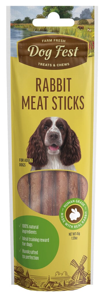 DogFest Mėsos dešrelės iš triušienos, suaugusiems šunims, 45g kaina ir informacija | Skanėstai šunims | pigu.lt