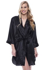 Женский халат из искусственного шелка - пеньюар Jasmin 406, черный цена и информация | Женские халаты | pigu.lt