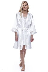Комплект из искусственного шелка халат и ночная рубашка для женщин Jasmin 1739, белый цена и информация | Женские халаты | pigu.lt