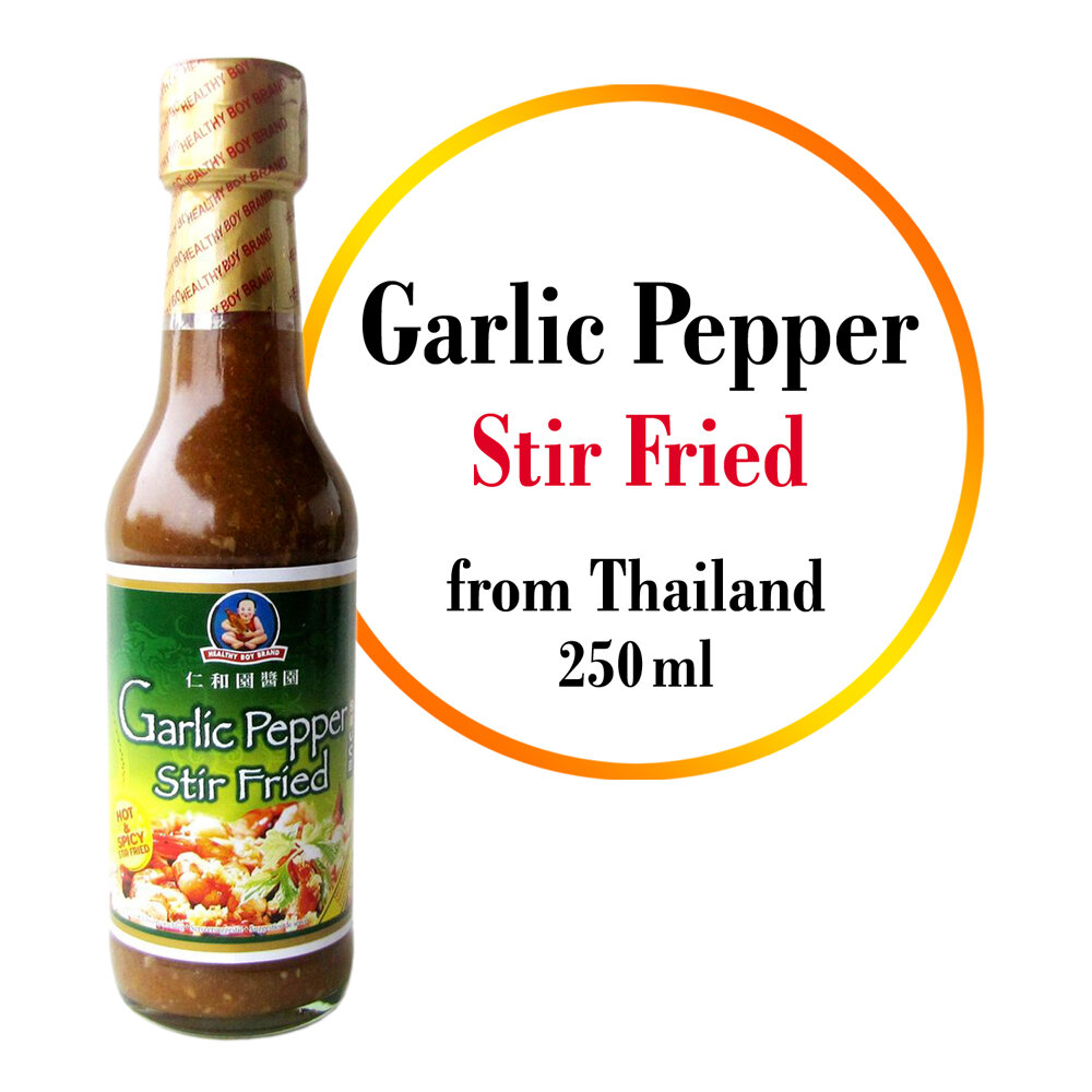 Česnakų - pipirų padažas marinatams, kepimu. Garlic Pepper Stir Fried sauce. Healty Boy Brand, 250 ml kaina ir informacija | Padažai | pigu.lt