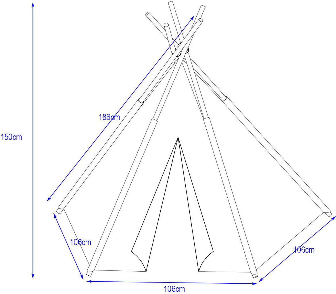 Vaikiška indėniška palapinė-vigvamas Enero Toys, mėlyna/balta kaina ir informacija | Vaikų žaidimų nameliai | pigu.lt