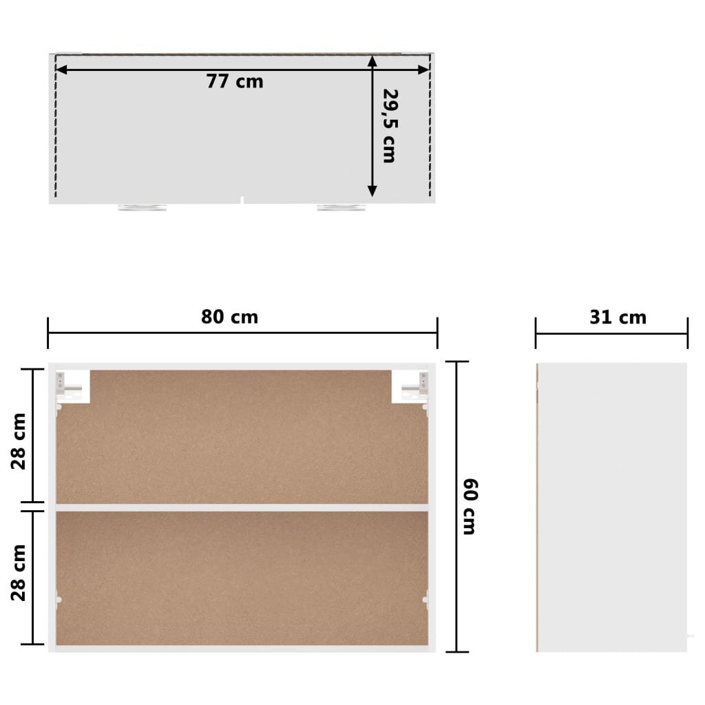 Virtuvės spintelė, 80x31x60 cm, baltos spalvos kaina ir informacija | Virtuvinės spintelės | pigu.lt