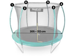 Vidinis tinklelis batutui Neo-Sport, 312 cm kaina ir informacija | Batutai | pigu.lt