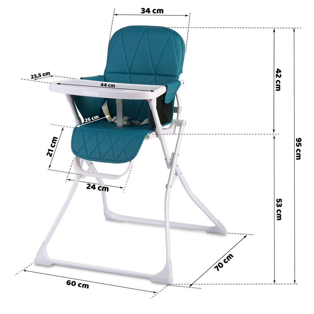 Maitinimo kėdutė Ricokids Nuco, mėlyna kaina ir informacija | Maitinimo kėdutės | pigu.lt