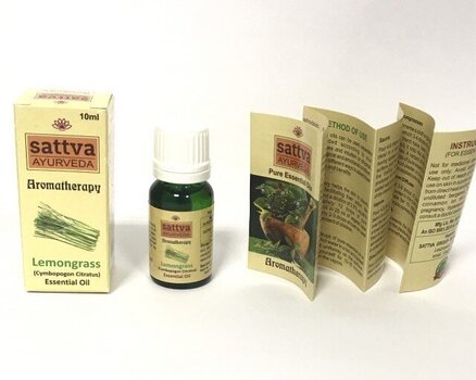 Citrinžolių eterinis aliejus Sattva Ayurveda Lemongrass, 10 ml kaina ir informacija | Eteriniai, kosmetiniai aliejai, hidrolatai | pigu.lt