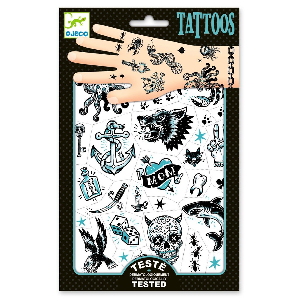Tatuiruotės - Tamsi pusė (50+ tatuiruočių), Djeco DJ09594 kaina ir informacija | Žaislai mergaitėms | pigu.lt