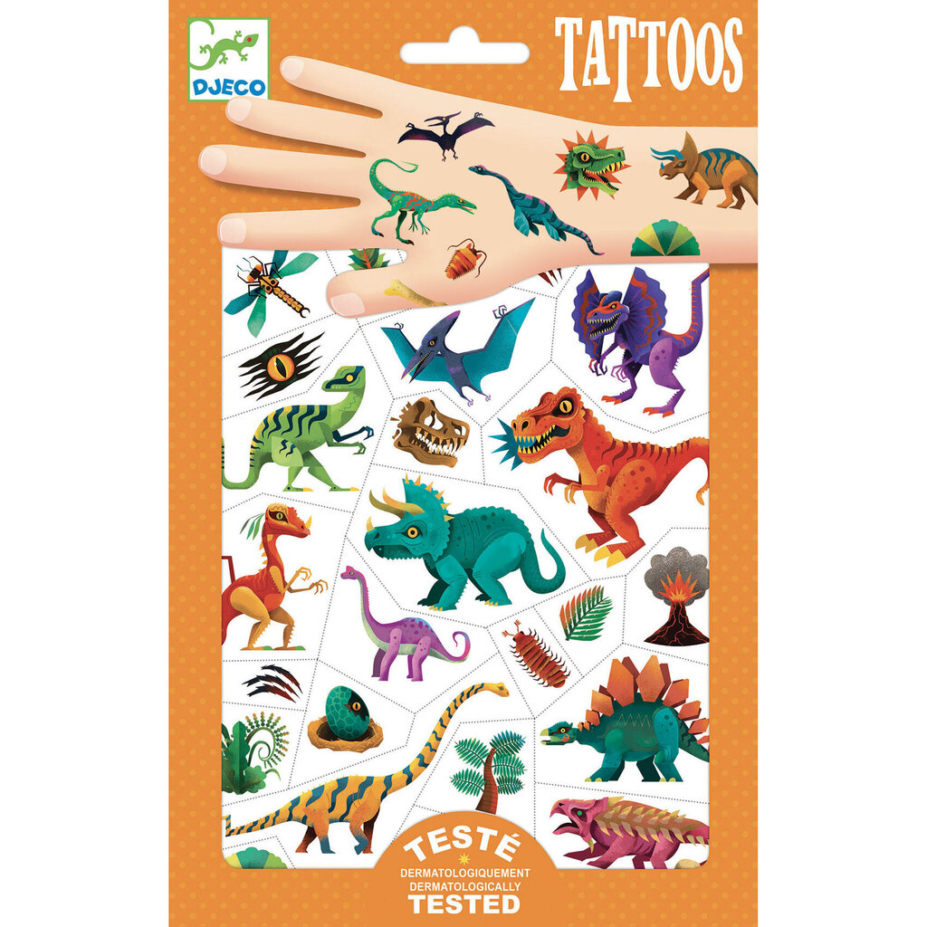Tatuiruotės - Dinozaurai Djeco, DJ09598, 50 vnt. kaina ir informacija | Žaislai mergaitėms | pigu.lt