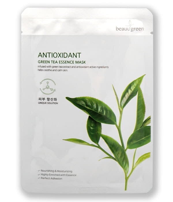Lakštinė veido kaukė Beauugreen Antioxidant Green Tea Essence 23 g kaina ir informacija | Veido kaukės, paakių kaukės | pigu.lt