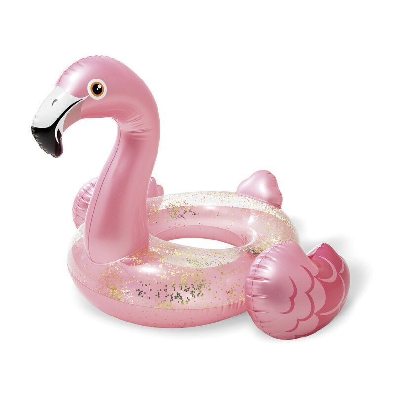 Pripučiamas ratas Intex Glitter Flamingo, 99x89x71 cm цена и информация | Pripučiamos ir paplūdimio prekės | pigu.lt