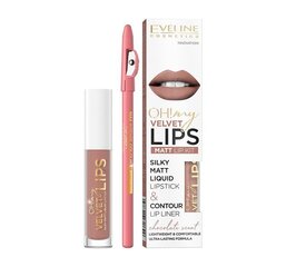 Матовая помада для губ Eveline Oh My Lips Liquid Matt Lipstick, 4,5 мл + карандаш для губ Contour Lip Liner 11 Cookie Milkshake цена и информация | Помады, бальзамы, блеск для губ | pigu.lt