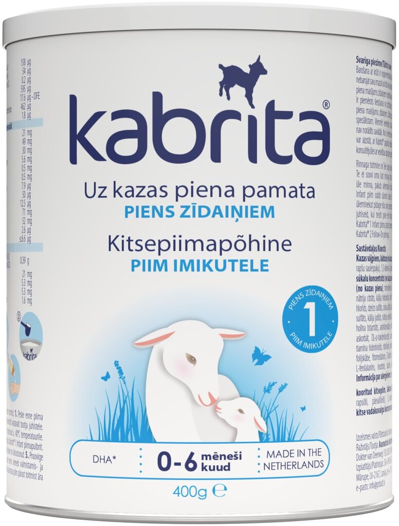 Pieno mišinys Kabrita 1, 0-6 mėn, 400 g kaina ir informacija | Pradinio maitinimo ir specialios paskirties mišiniai | pigu.lt