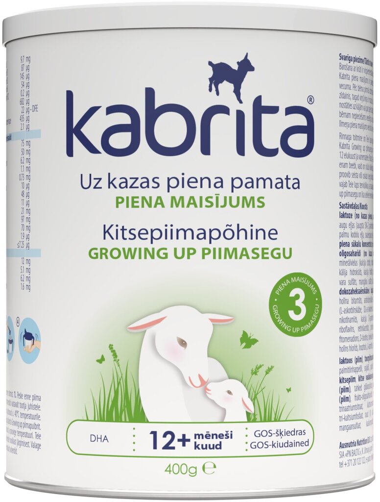 Pieno mišinys Kabrita 3, 12 mėn+, 400 g kaina ir informacija | Tolesnio maitinimo mišiniai | pigu.lt