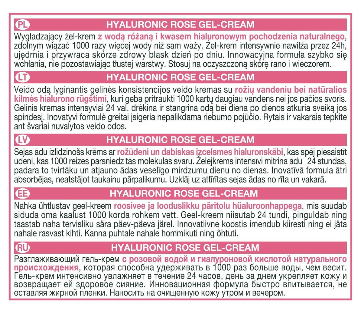 Drėkinamasis gelinis veido kremas Garnier Hyaluronic Rose, 50 ml kaina ir informacija | Veido kremai | pigu.lt