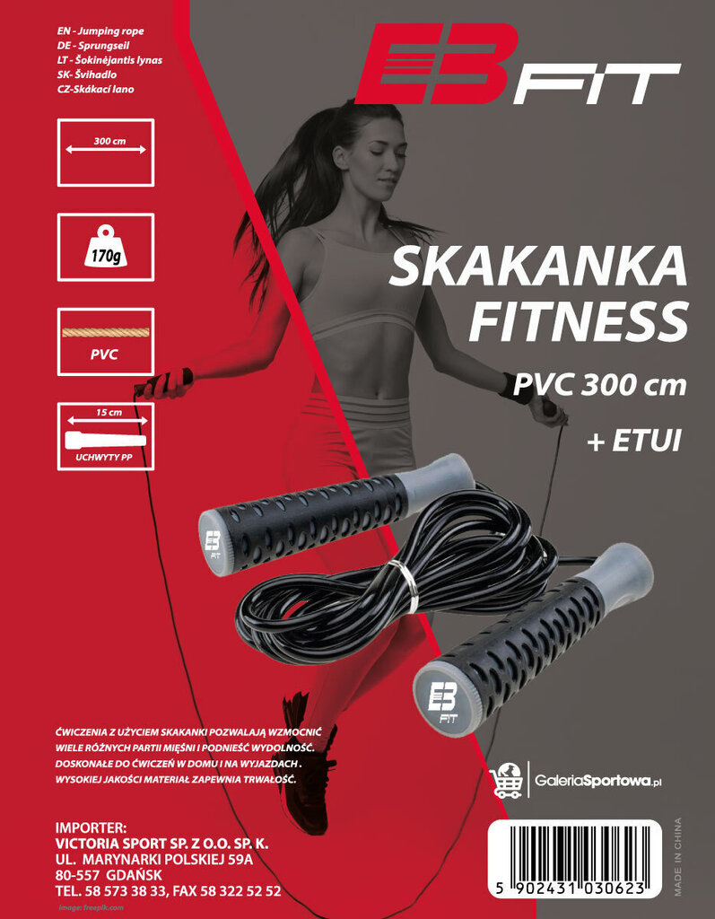 Šokdynė EB Fit Fitness 300 cm, pilka/juoda kaina ir informacija | Šokdynės | pigu.lt