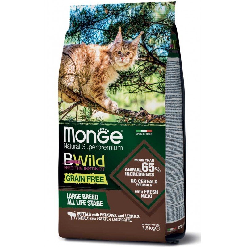 Monge BWild Cat Adult visavertis pašaras katėms su Laukinio Kiškio Mėsa 10kg kaina ir informacija | Sausas maistas katėms | pigu.lt