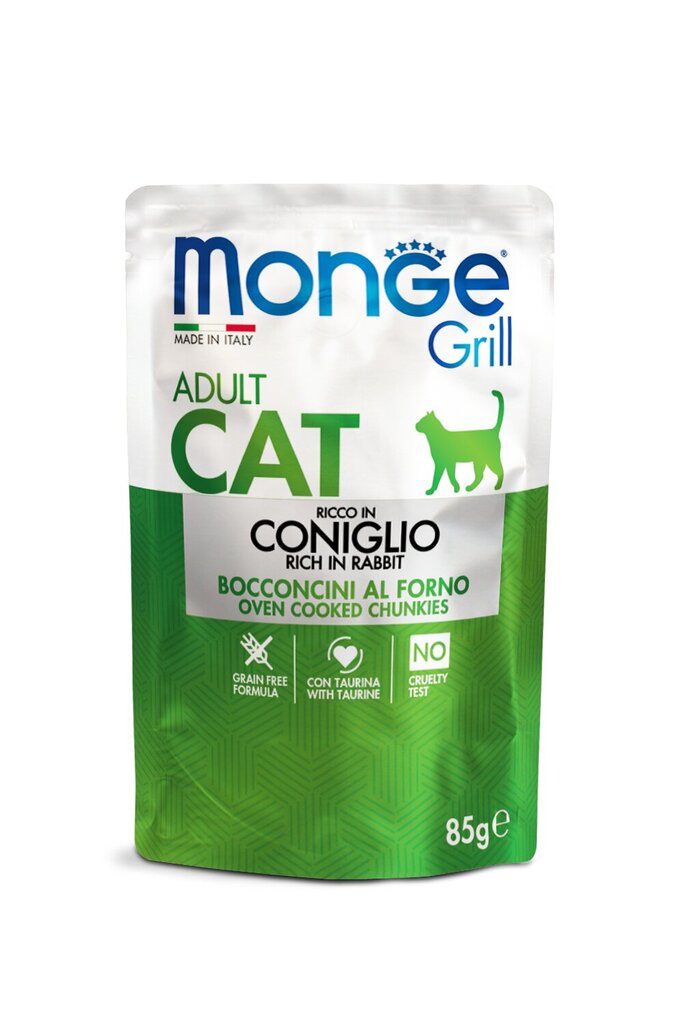 Monge Grill suaugusioms katėms su triušiena, 85 g kaina ir informacija | Konservai katėms | pigu.lt
