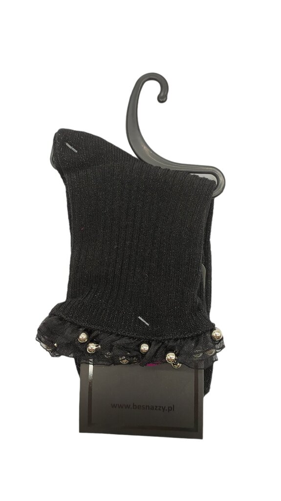 Kojinės mergaitėms su papuošimais be Snazzy SK-41, juodos kaina ir informacija | Kojinės, pėdkelnės mergaitėms | pigu.lt