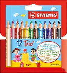 Krāsainie zīmuļi STABILO Trio Mini, 12 krāsas цена и информация | Принадлежности для рисования, лепки | pigu.lt