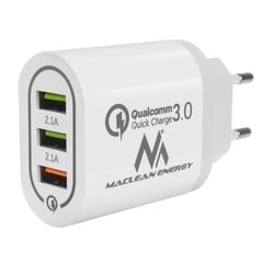 Зарядное устройство Maclean Energy MCE479W 3XUSB QC 3.0 цена и информация | Зарядные устройства для телефонов | pigu.lt