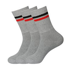 Sportin vyriškos kojinės Bisoks 3P 11011k l.grey/2 stripes black/red kaina ir informacija | Vyriškos kojinės | pigu.lt