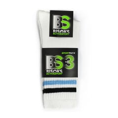 Спортивные носки в комплекте 3 пары Bisoks 11011k white/2 stripes black/light blue цена и информация | Мужские носки | pigu.lt