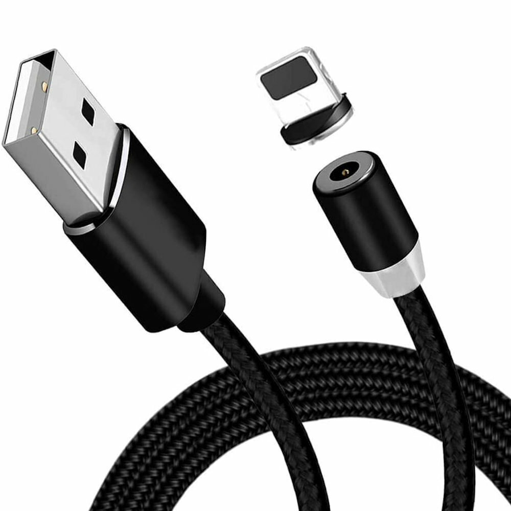 USB magnetinis kabelis Magnetic microUSB, 1.0m, juodas kaina ir informacija | Laidai telefonams | pigu.lt