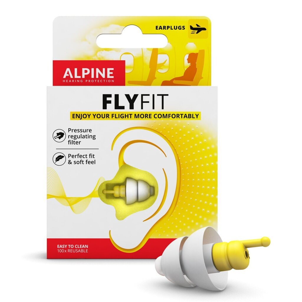 Ausų kištukai skrydžiui Alpine FlyFit, balti kaina ir informacija | Kitos plaukimo prekės | pigu.lt