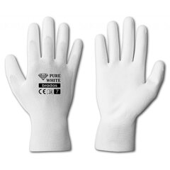 Darbo pirštinės Pure white, padengtos poliuretanu, 10 d. цена и информация | Рабочие перчатки | pigu.lt