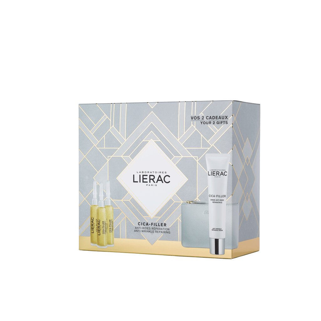 Rinkinys Lierac Cica Filler: kremas, 40 ml + serumas, 30 ml + kosmetinė kaina ir informacija | Veido kremai | pigu.lt