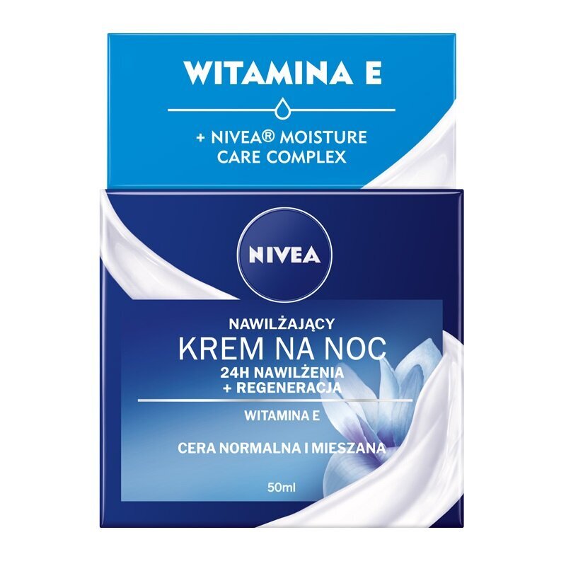 Drėkinamasis naktinis kremas normaliai ir mišriai odai Nivea 24H Hydration + Regeneration, 50ml kaina ir informacija | Veido kremai | pigu.lt