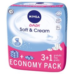 Nivea Baby Soft & Cream servetėlės ​​4 x 63 vnt kaina ir informacija | Vatos gaminiai, drėgnos servetėlės | pigu.lt