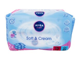 Drėgnos servetėlės Nivea Baby Soft & Cream Cleansing Wipes, 2 x 63 vnt. kaina ir informacija | Kosmetika vaikams ir mamoms | pigu.lt