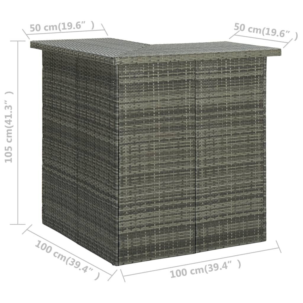 Kampinis baro staliukas, 100x50x105 cm, pilkas kaina ir informacija | Virtuvės ir valgomojo stalai, staliukai | pigu.lt