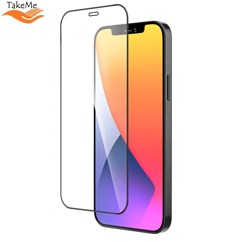 TakeMe Hard Ceramic Full Surface Screen Protector Glass, skirta Apple iPhone 12/iPhone 12 Pro kaina ir informacija | Apsauginės plėvelės telefonams | pigu.lt