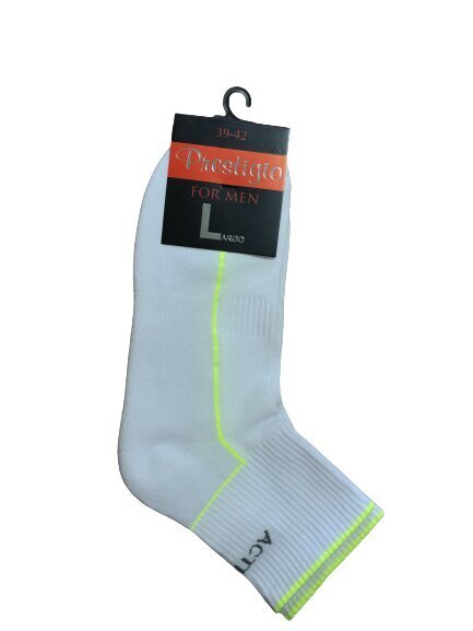 Trumpos frotinės sportinės kojinės su žalia juostele, baltos цена и информация | Vyriškos kojinės | pigu.lt