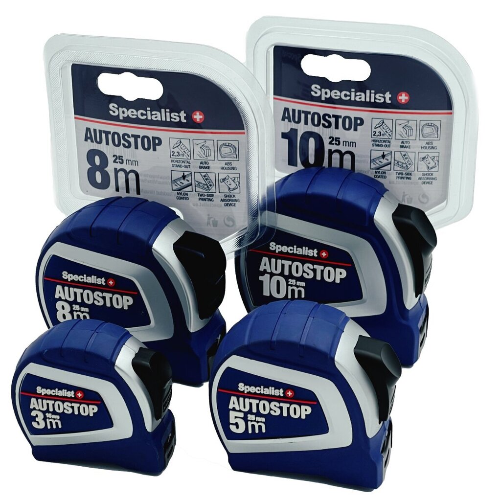 Ruletė Specialist Autostop 3 m x 16 mm kaina ir informacija | Mechaniniai įrankiai | pigu.lt