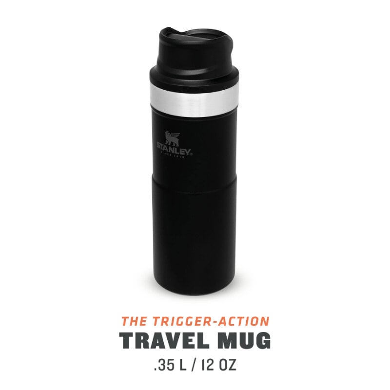 Stanley termo puodelis The Trigger-Action Travel Mug Classic, 0.35 l, juodas kaina ir informacija | Termosai, termopuodeliai | pigu.lt