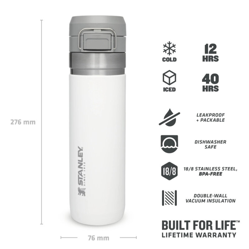 Stanley termo butelis The Quick Flip Water Bottle Go, 0.71 l, baltas kaina ir informacija | Termosai, termopuodeliai | pigu.lt