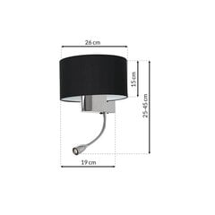 Настенный светильник CASINO BLACK/CHROME 1xE27 + 1W LED цена и информация | Настенные светильники | pigu.lt